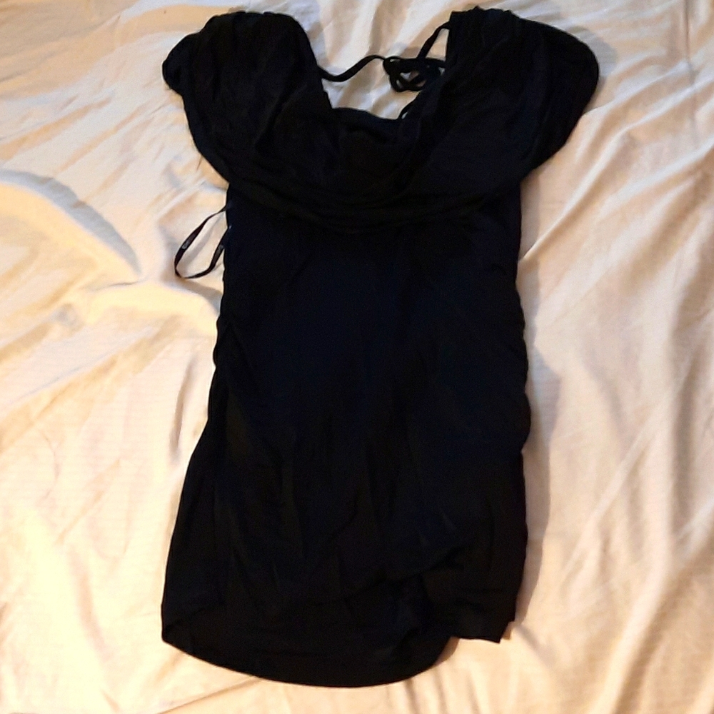 Bebe new double cowl tie back top